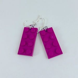 Magenta block earrings